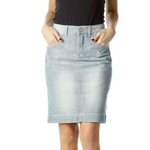 Pilcro & The Letterpress Factory 
Striped Denim Pencil Skirt